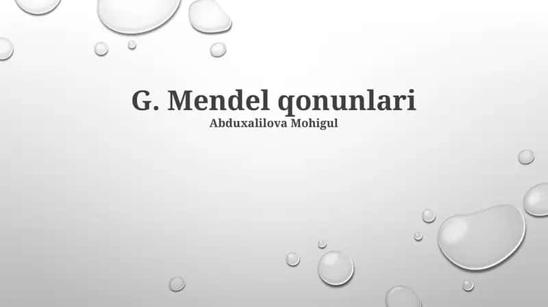 G. Mendel qonunlari 1