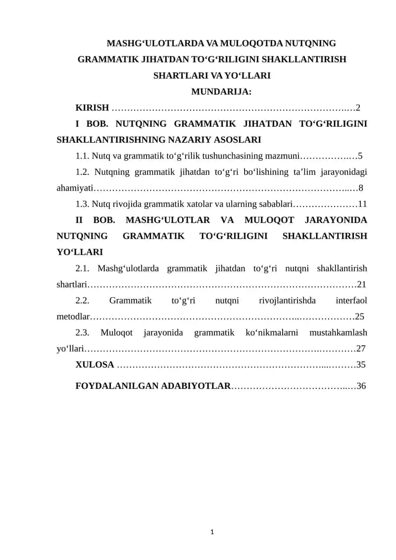 Nutqning grammatik jihatdan to‘g‘riligini shakllantirish shartlari va yo‘llari 1