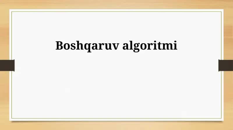 Boshqaruv algoritmi 1