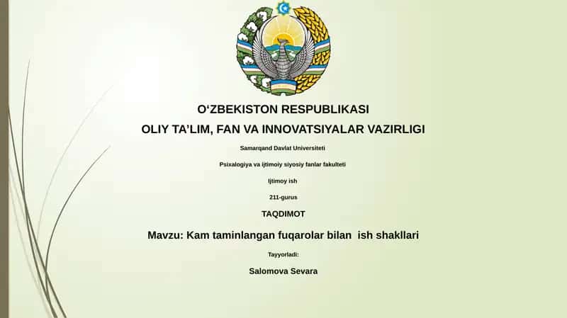 Kam taminlangan fuqarolar bilan ish shakllari 1