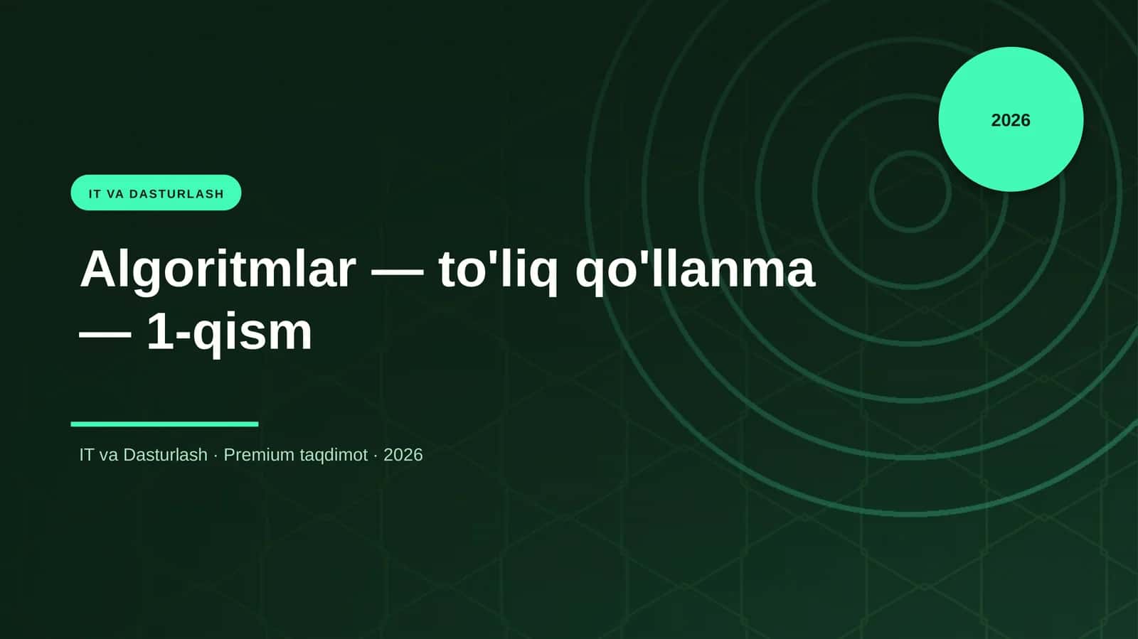 Algoritmlar — to'liq qo'llanma — 1-qism 1