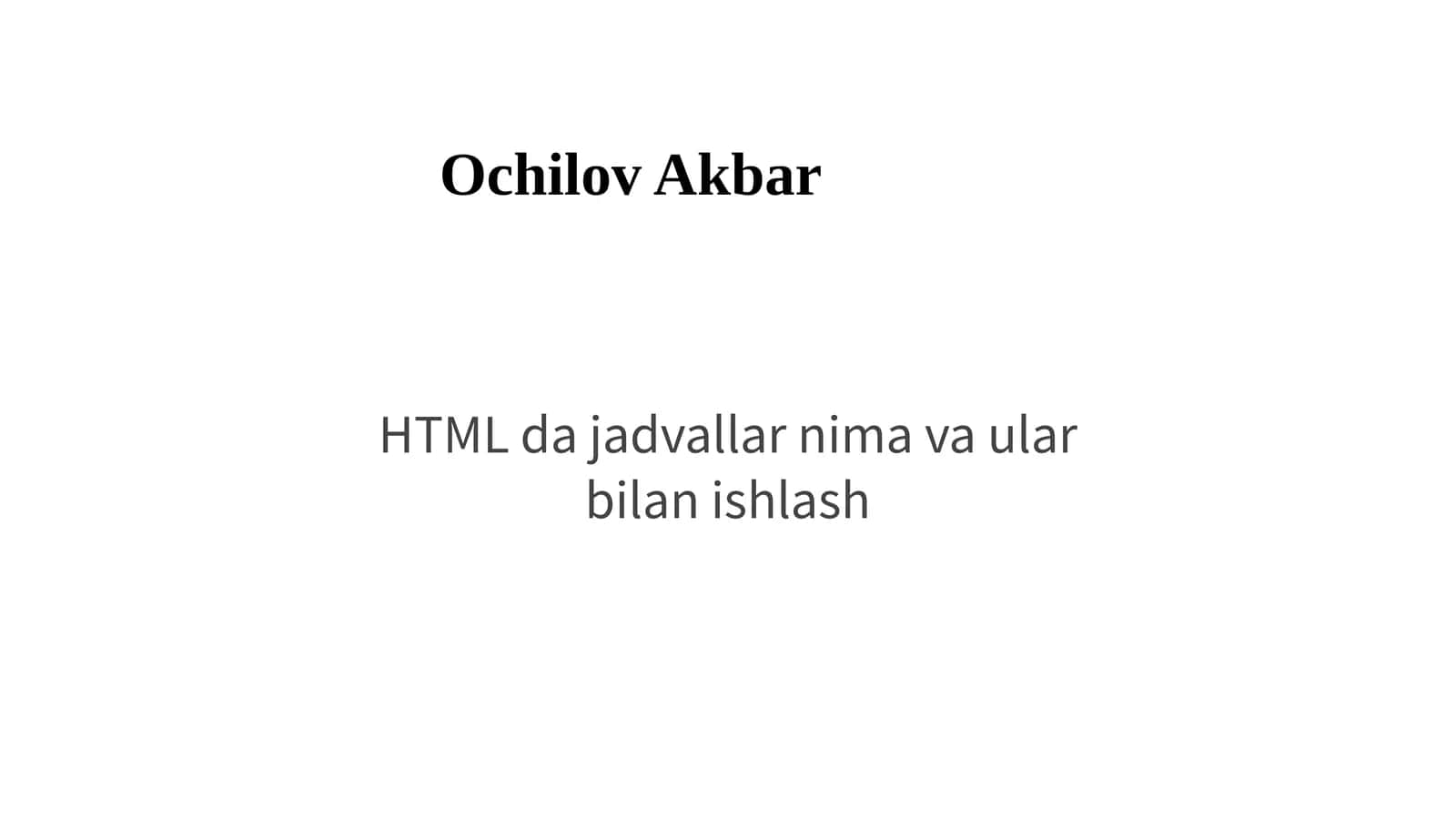 HTMLda Jadvallar 1