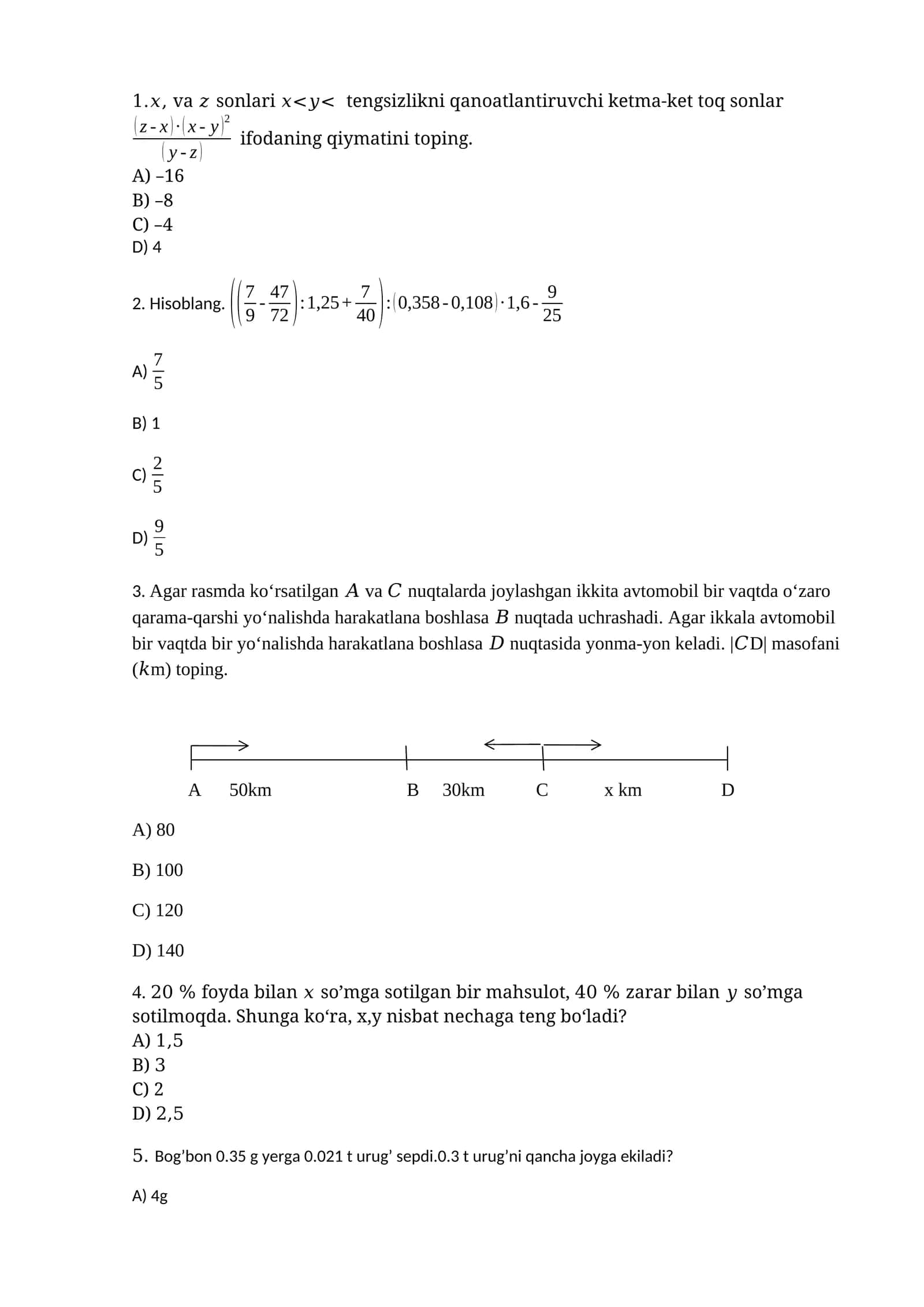 boshlang`ich sinf o`qituvchilari uchun test 1