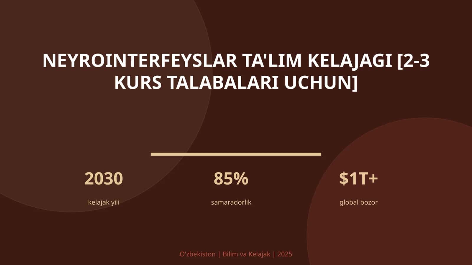 Neyrointerfeyslar ta'lim kelajagi [2-3 kurs talabalari uchun] 1
