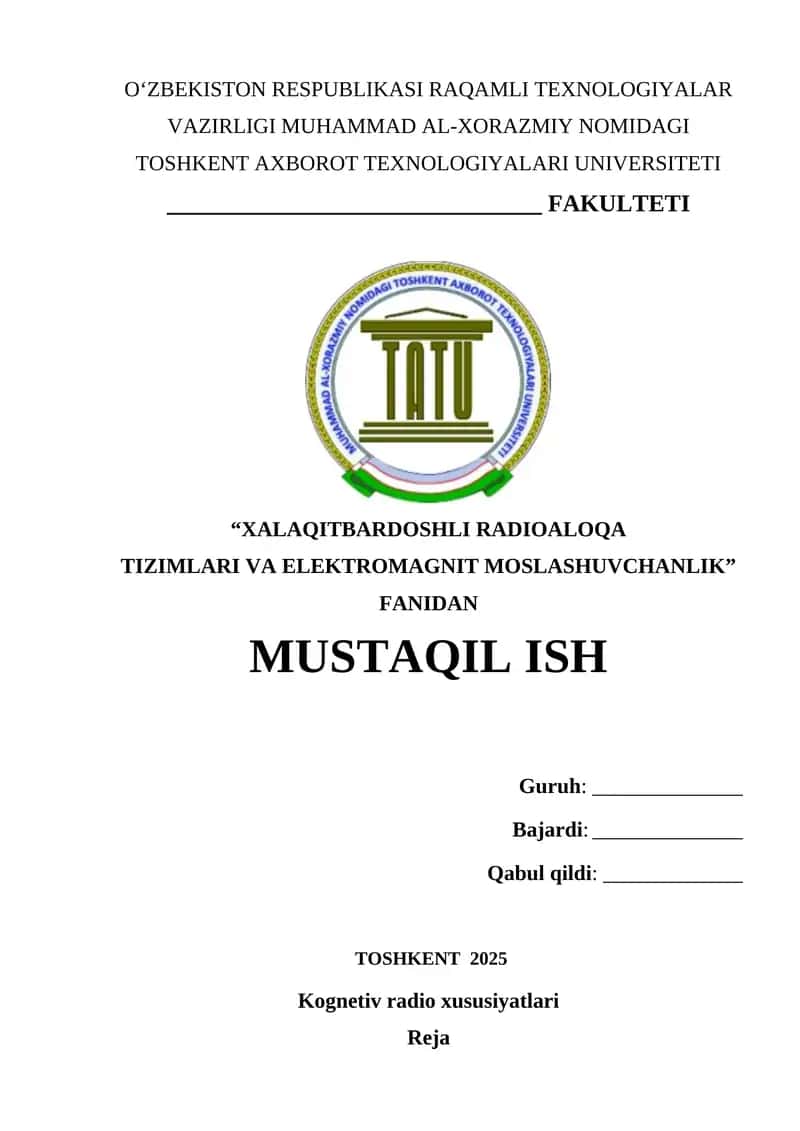 Kognetiv radio xususiyatlari . Kognitiv radio (KR) texnologiyasi 1