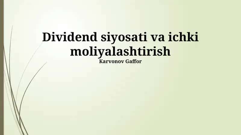 Ichki Moliyalashtirish 1