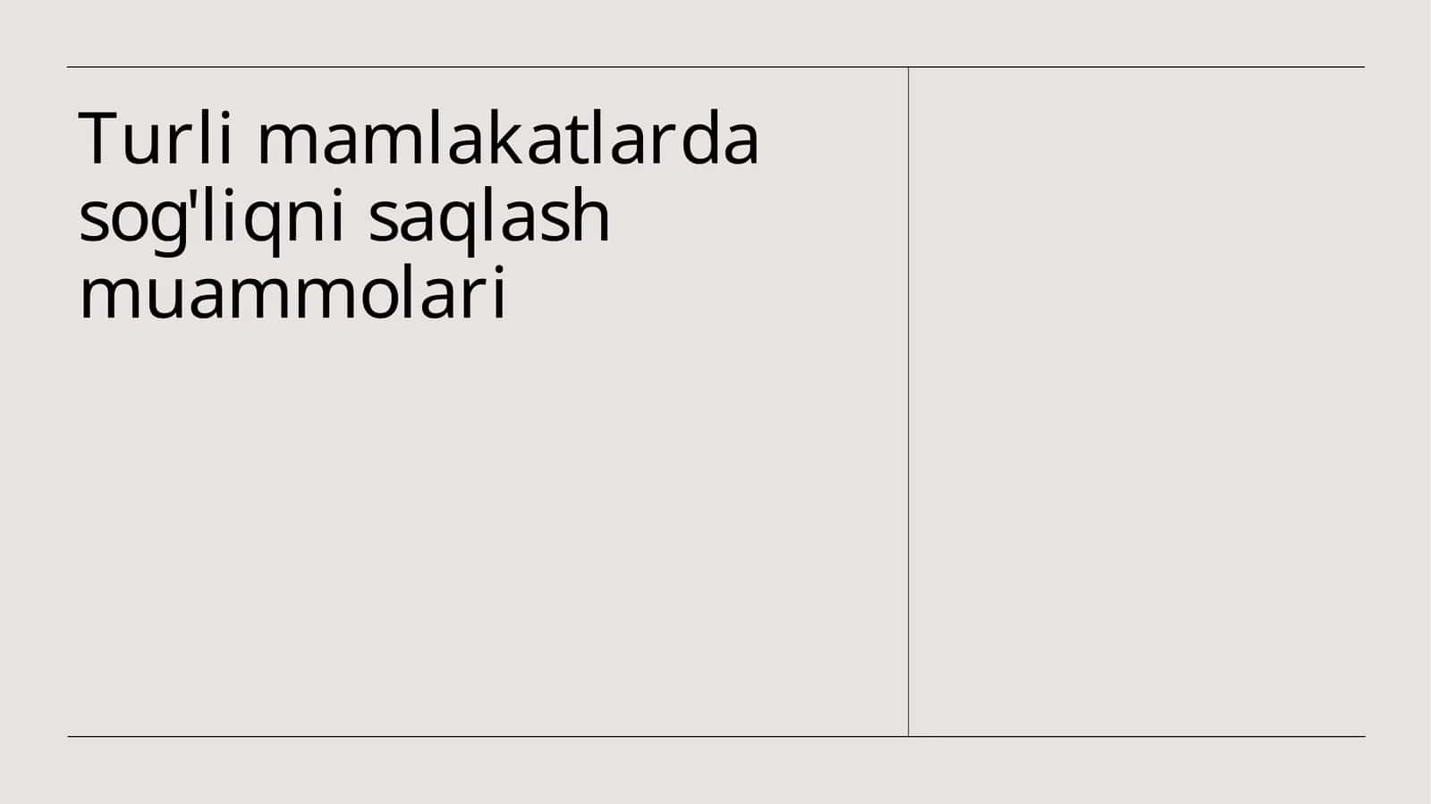 Turli mamlakatlarda sog'liqni saqlash muammolari 1