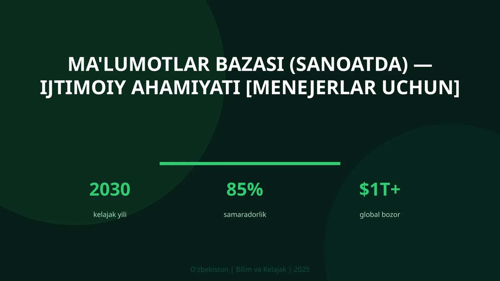Ma'lumotlar bazasi (sanoatda) - ijtimoiy ahamiyati [menejerlar uchun] 1