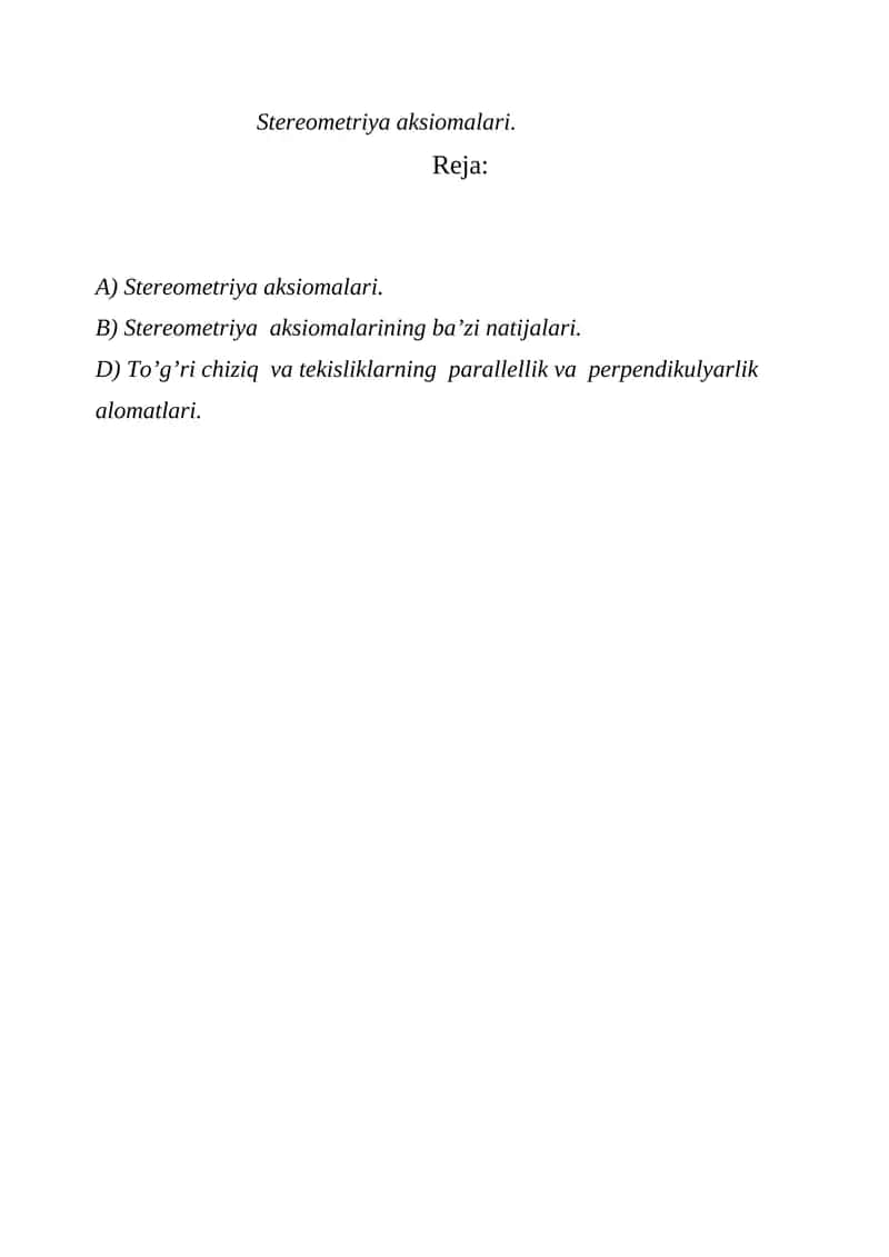 Stereometriya aksiomalari 1