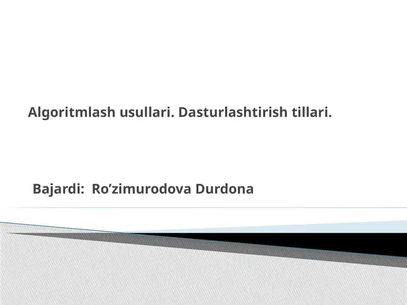 Algoritmlash usullari 1