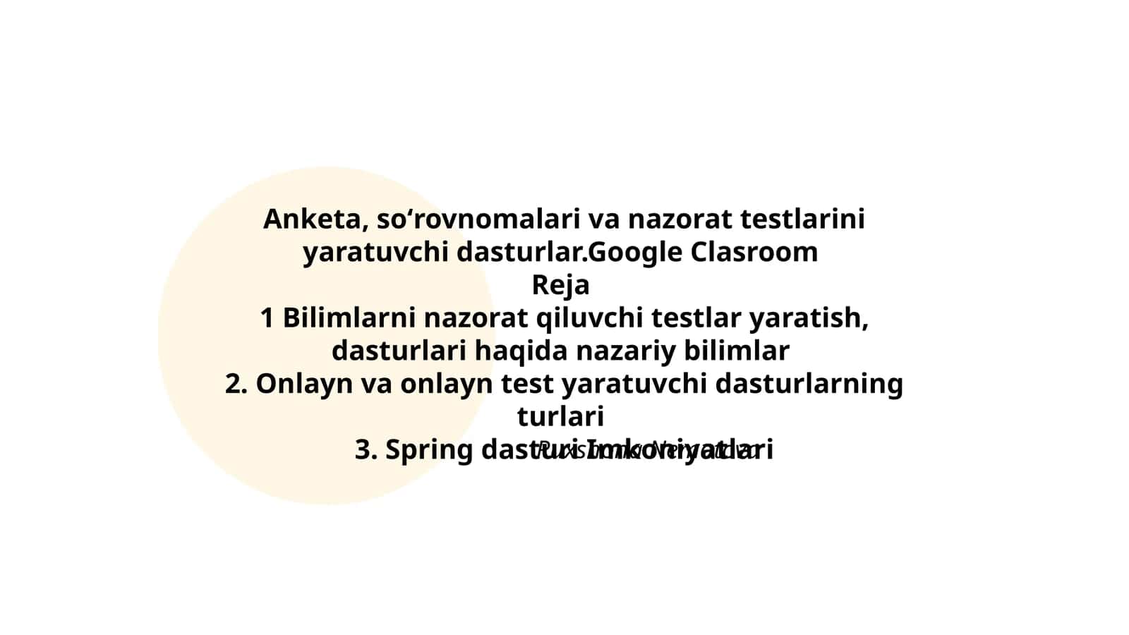 Spring dasturi Imkoniyatlari 1
