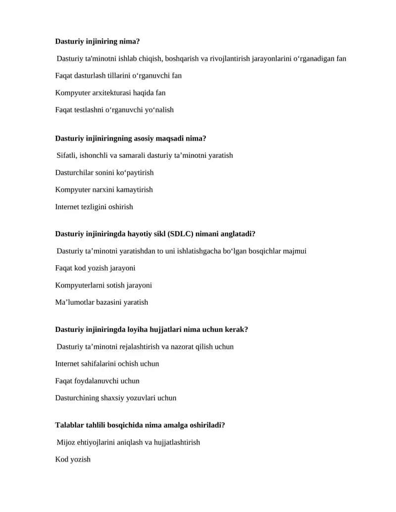 Dasturiy injiniring 1
