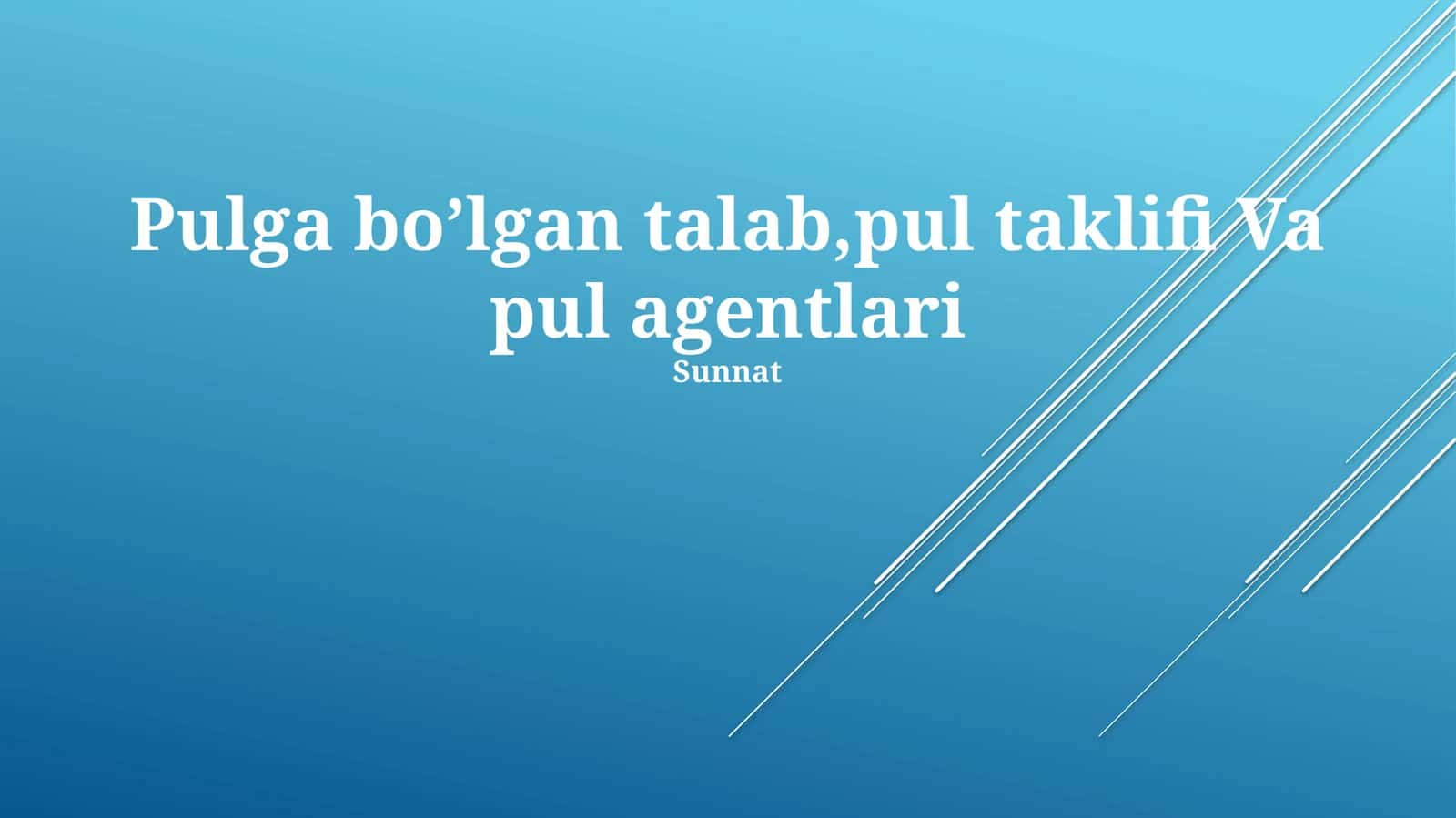 Pulga bo’lgan talab, pul taklifi Va pul agentlari 1