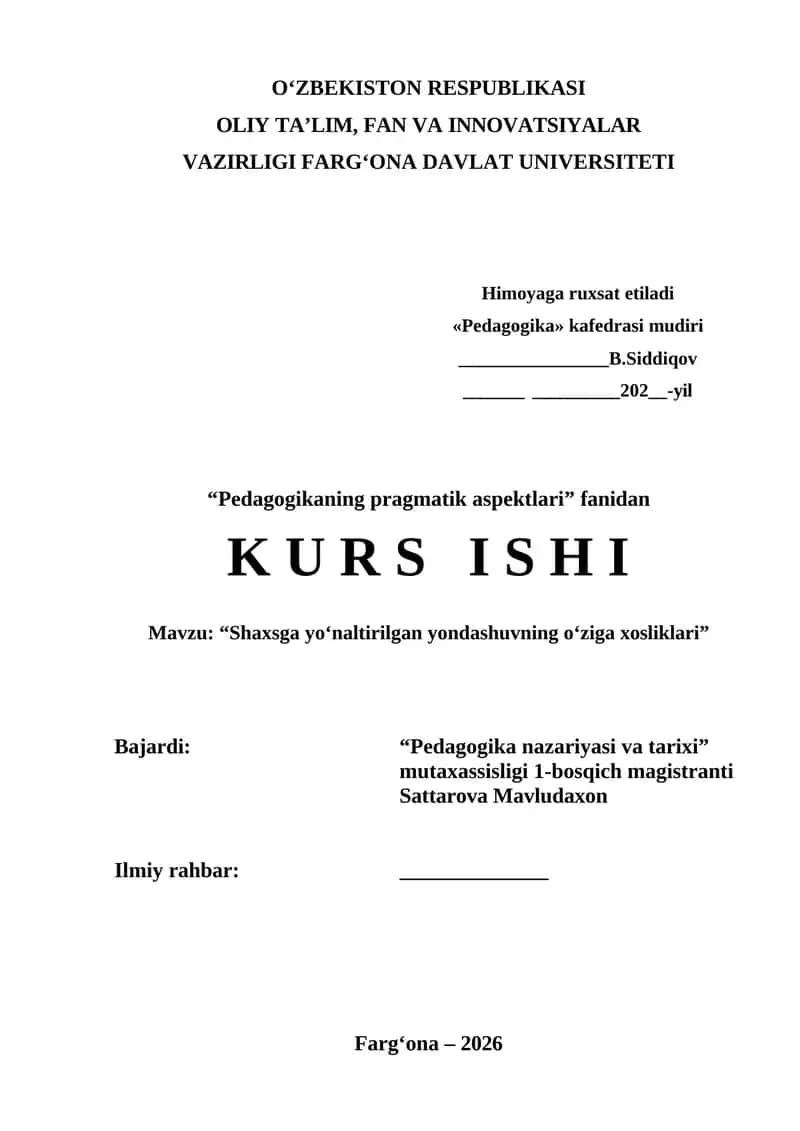 shaxsga yōnaltirilgan yondashuvlar 1