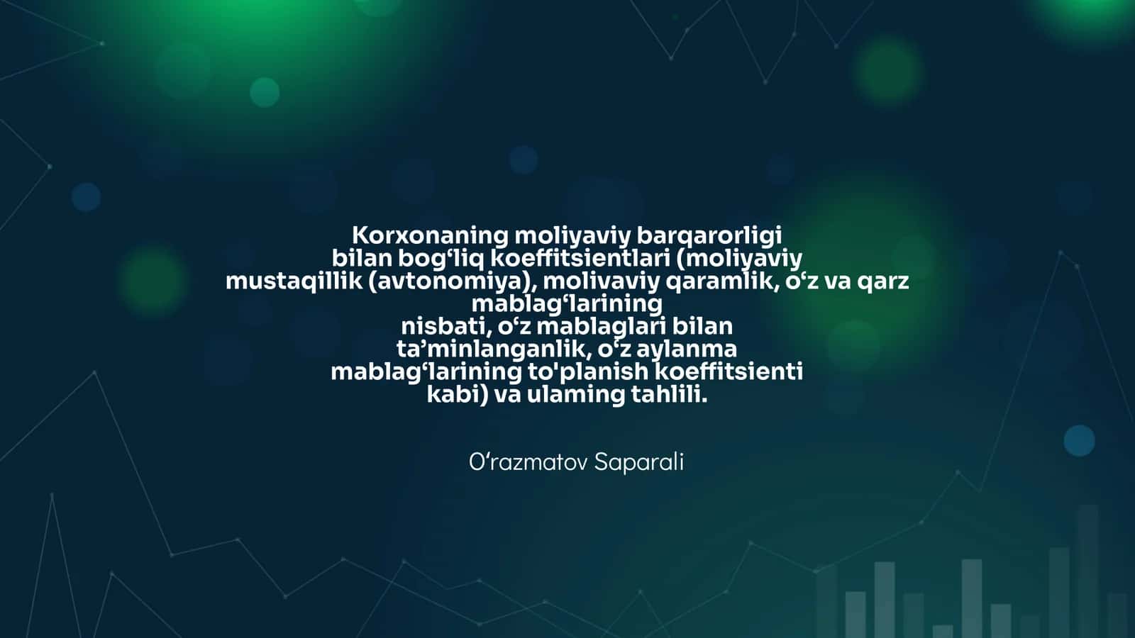 Moliyaviy barqarorlikning koeffitsientlari 1