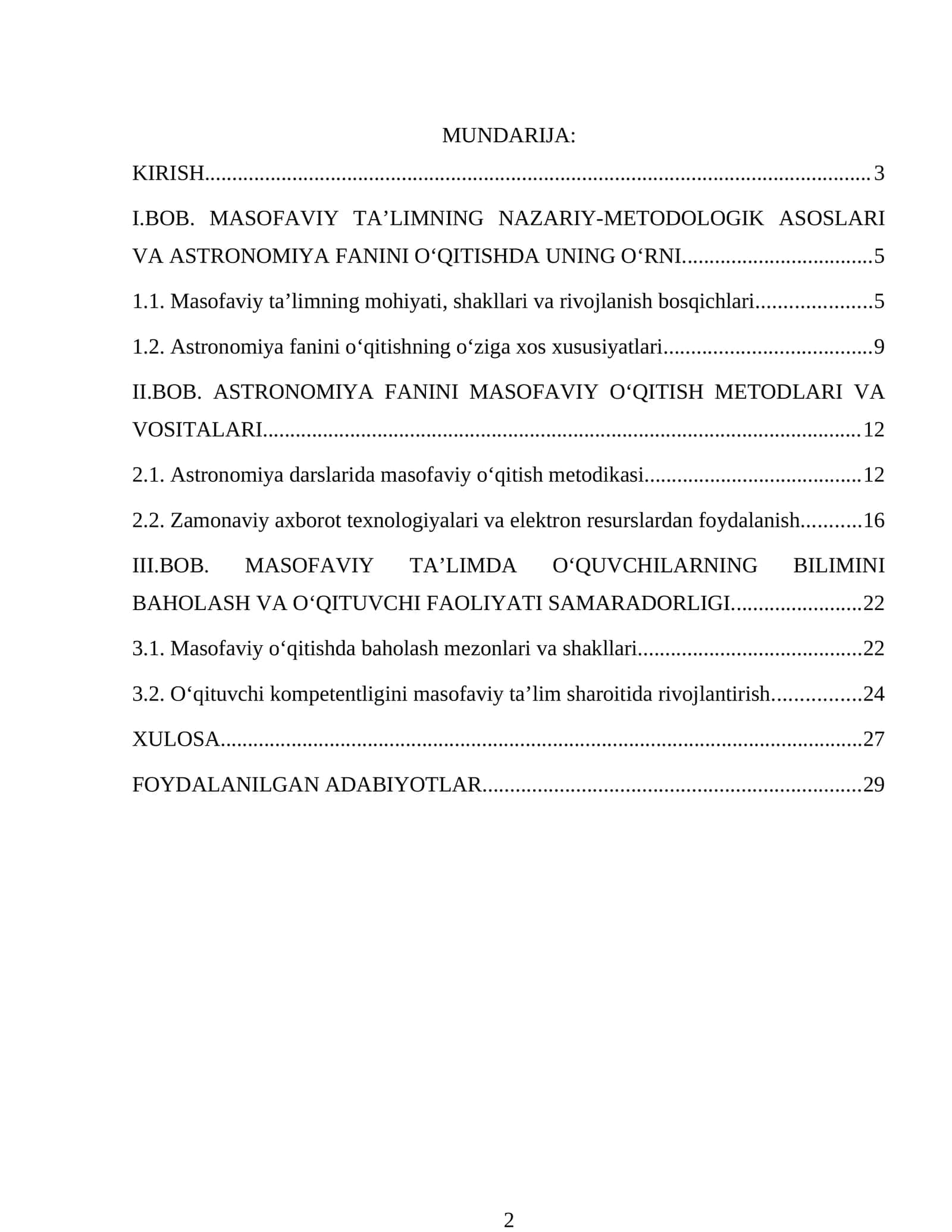 Masofaviy Ta'limning Nazariy-Metodologik Asoslari va Astronomiya Fanini O‘qitish 1