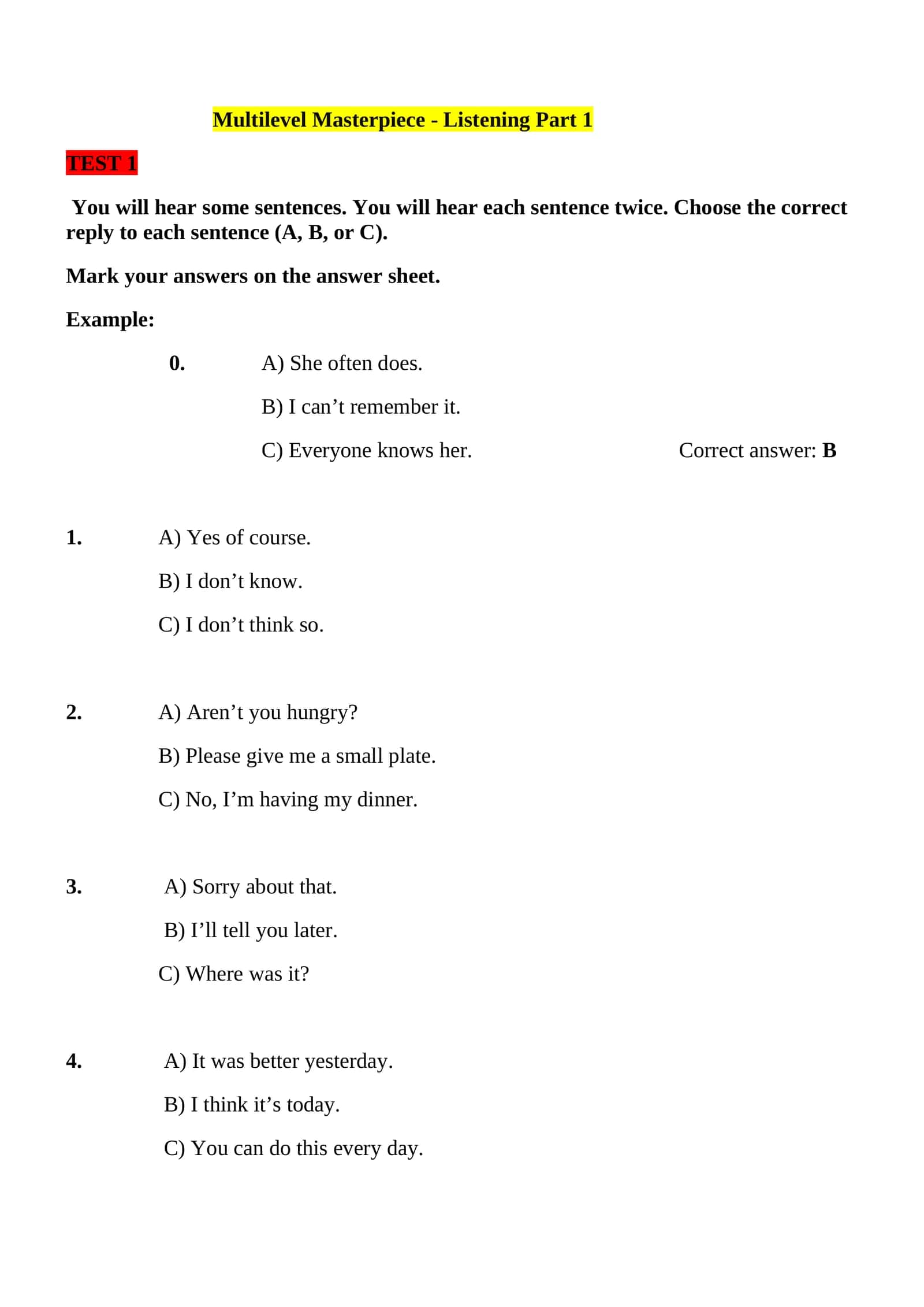 Multilevel Listening Part 1 1