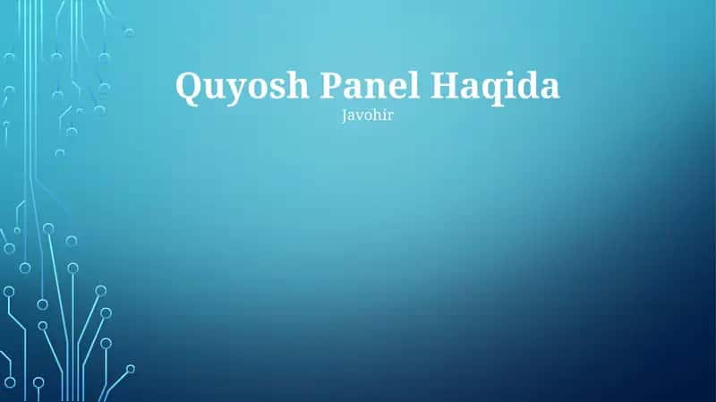 Quyosh Panel 1