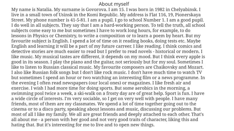 About myself 1