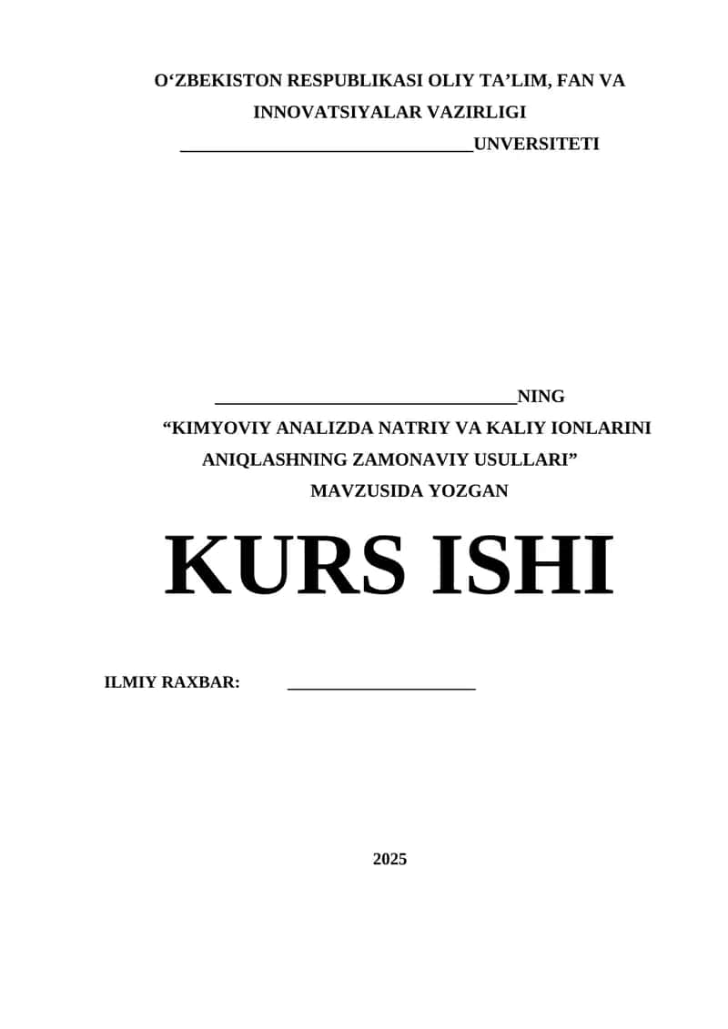KIMYOVIY ANALIZDA NATRIY VA KALIY IONLARINI ANIQLASHNING ZAMONAVIY USULLARI 1