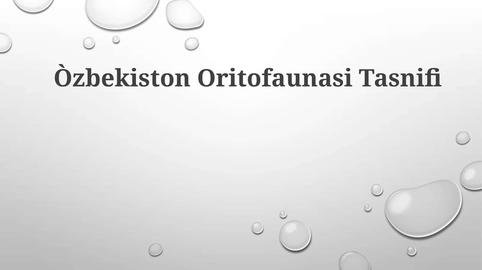 Òzbekiston Oritofaunasi Tasnifi 1