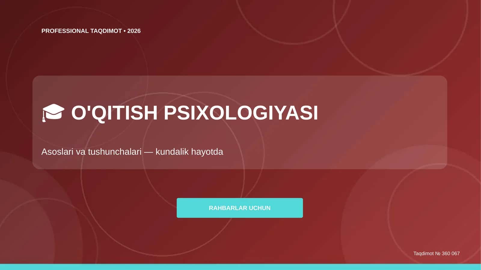 O'qitish Psixologiyasi: Asoslari va Tushunchalari 1