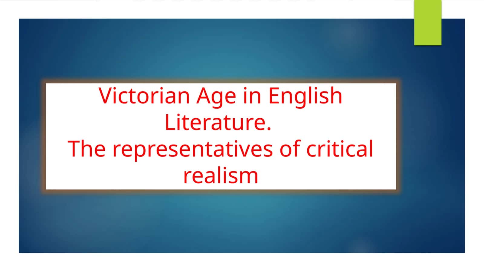 Victorian Age in English Literature 1