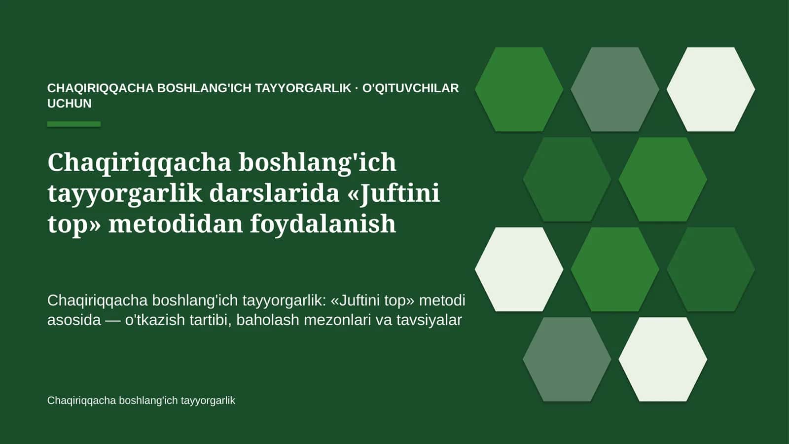 chaqiriqqacha boshlang'ich tayyorgarlik darslarida juftini top metodidan foydalanish 1138 1