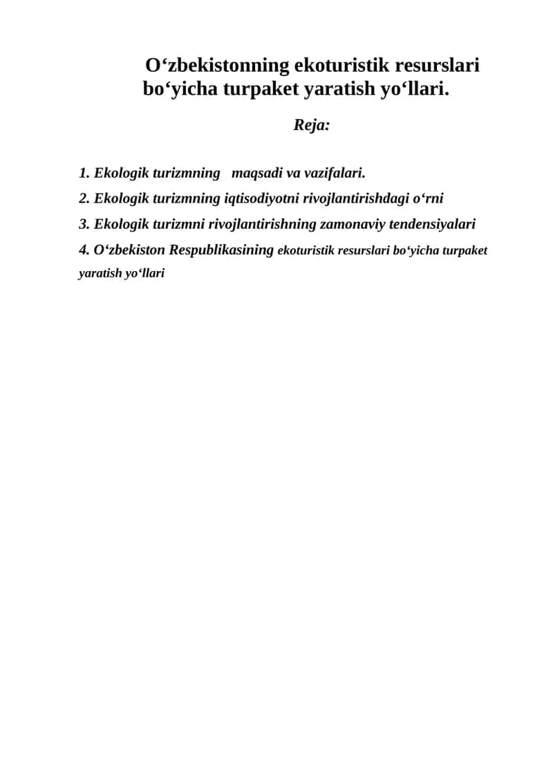 Ekolog maqsad va vazifalar 1