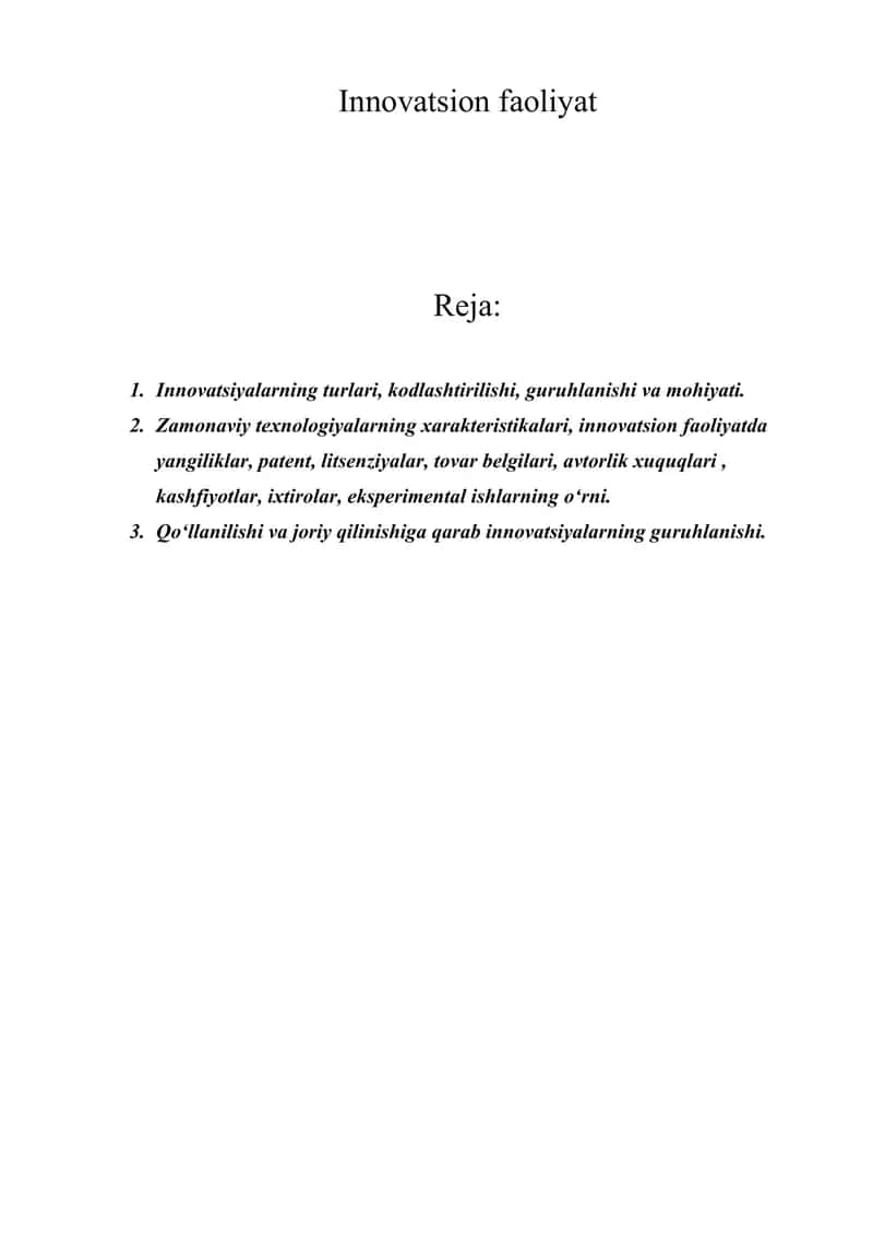 Innovatsion faoliyat 1