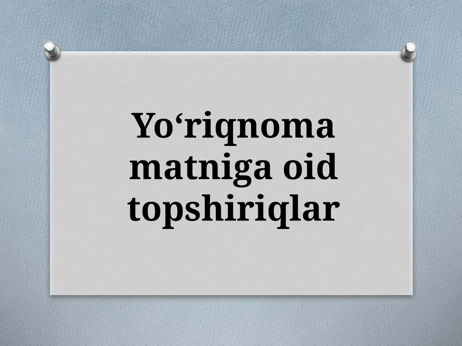 QO‘LLASH BO‘YICHA YO‘RIQNOMA 1