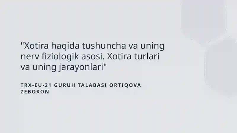 Xotira va sinapslar 1
