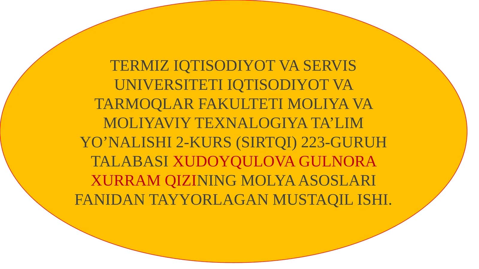MOLYA ASOSLARI FANIDAN MUSTAQIL ISH 1