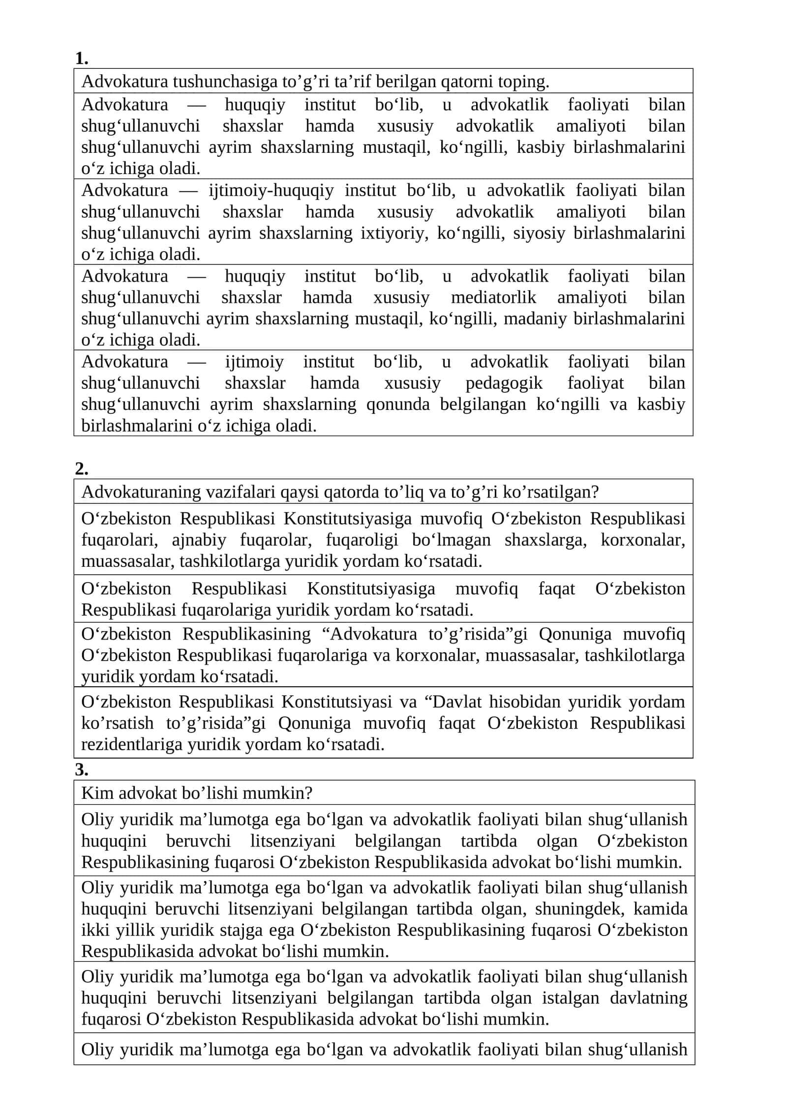 Advokatura fodidan test 1