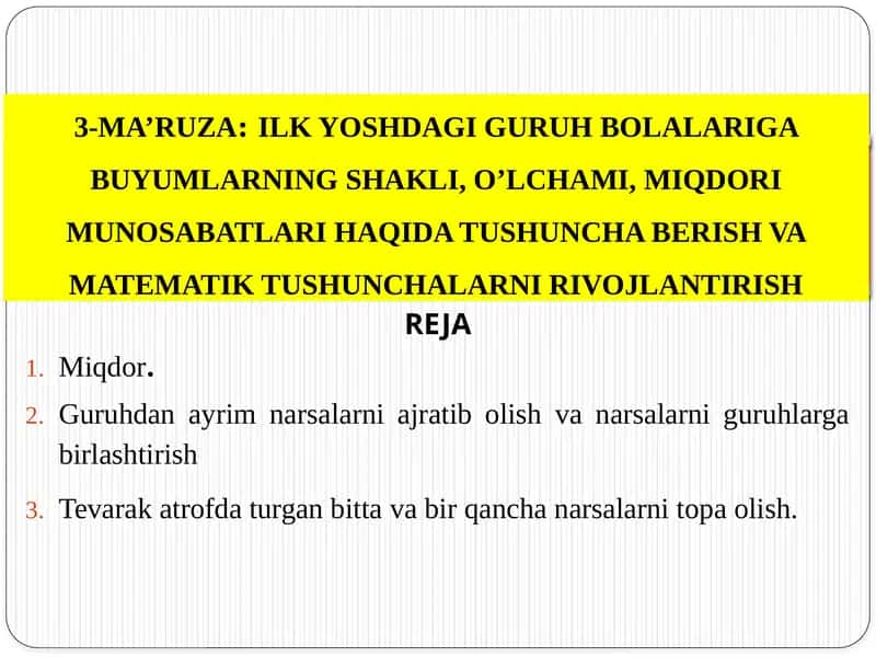 Tevarak atrofda turgan bitta va bir qancha narsalarni topa olish 1