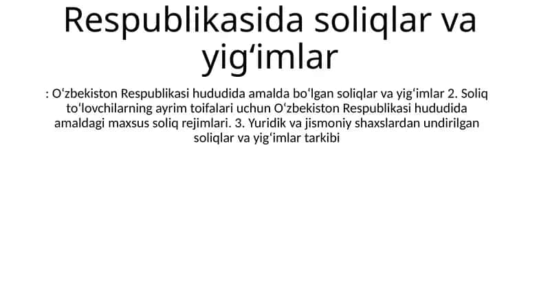 Soliqlar va yig'imlar 1