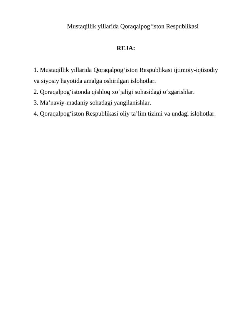 Mustaqillik yillarida Qoraqalpog‘iston Respublikasi 1
