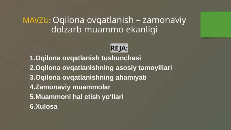 Oqilona ovqatlanish – zamonaviy dolzarb muammo ekanligi 1