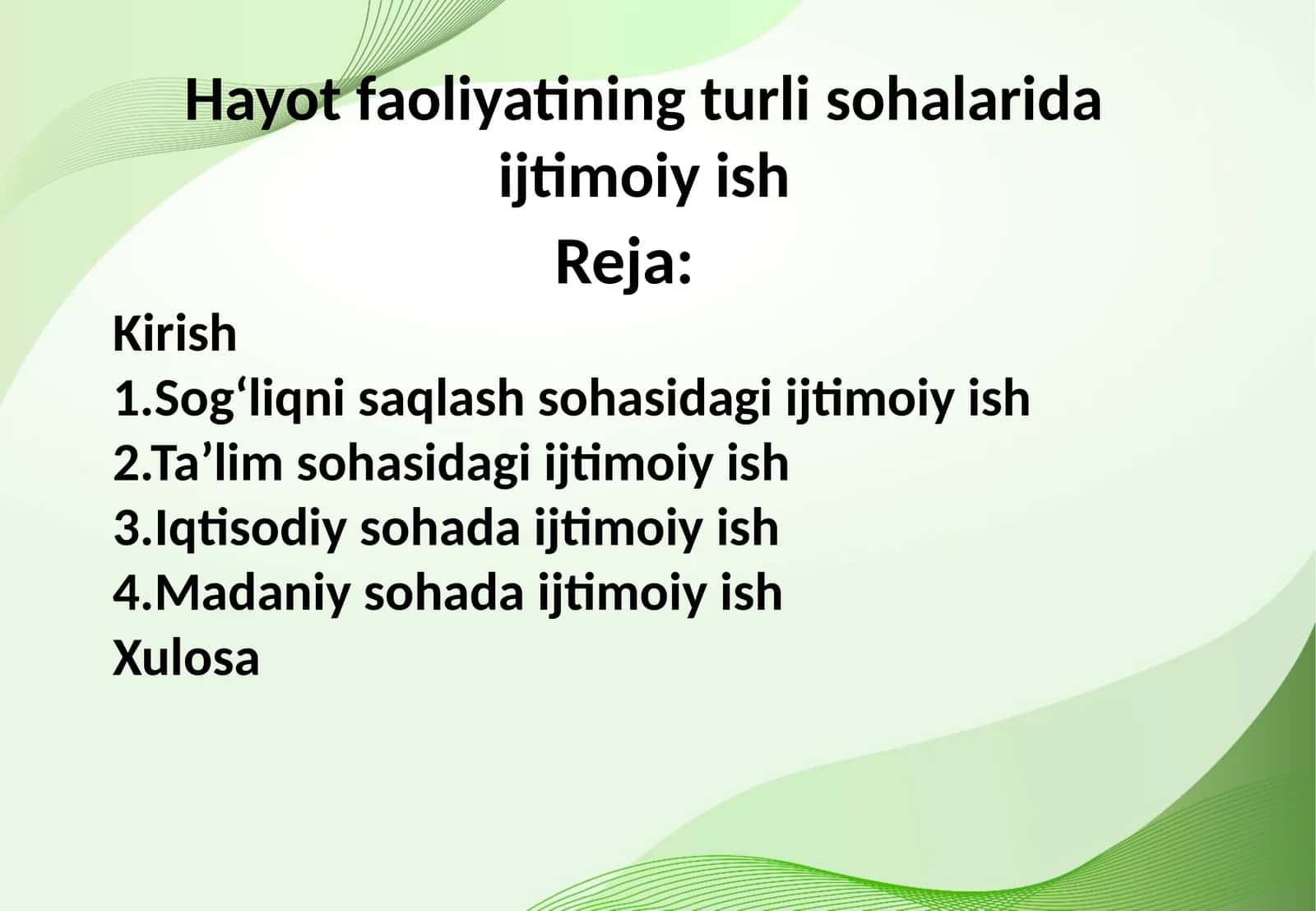 Hayot faoliyatining turli sohalarida ijtimoiy ish 1