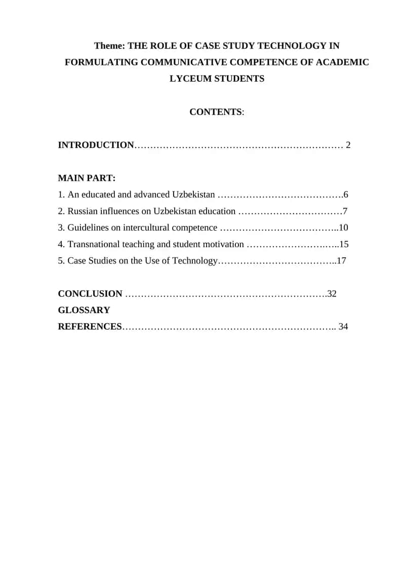 Role of Case Study Technology in Formulating Communicative Competence 1