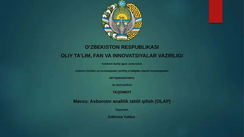 Axborotni analitik tahlil qilish (OLAP) 1