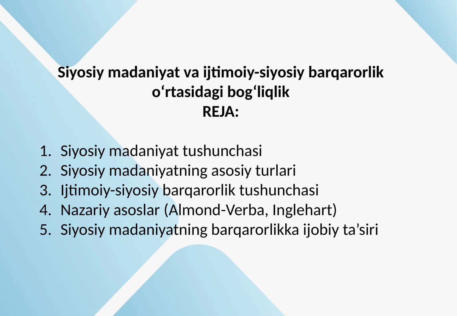 Siyosiy madaniyat va ijtimoiy-siyosiy barqarorlik o‘rtasidagi bog‘liqlik 1
