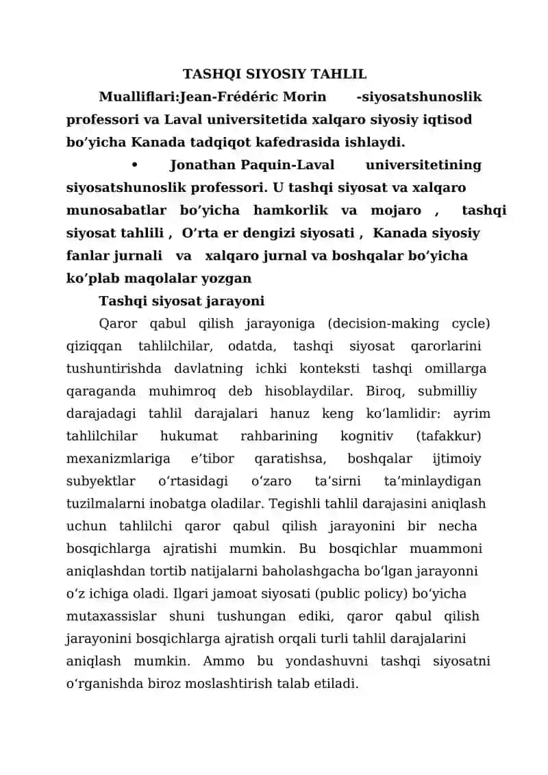 TASHQI SIYOSIY TAHLIL 1