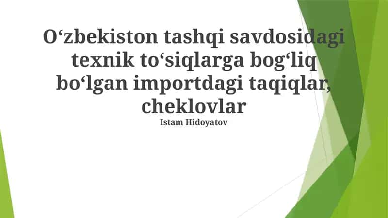 Import Taqiq va Cheklovlar 1