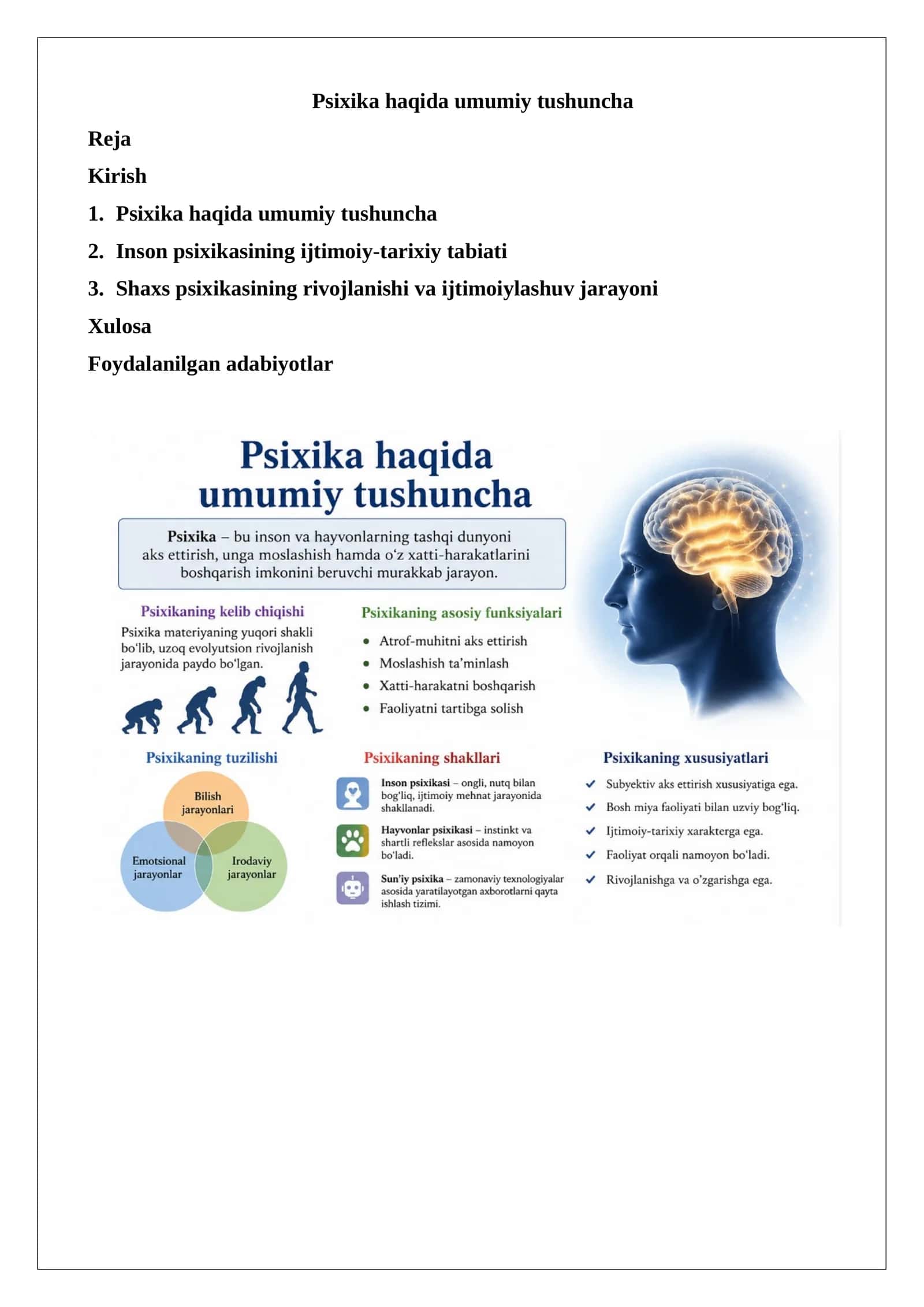 Psixika haqida umumiy tushuncha 1