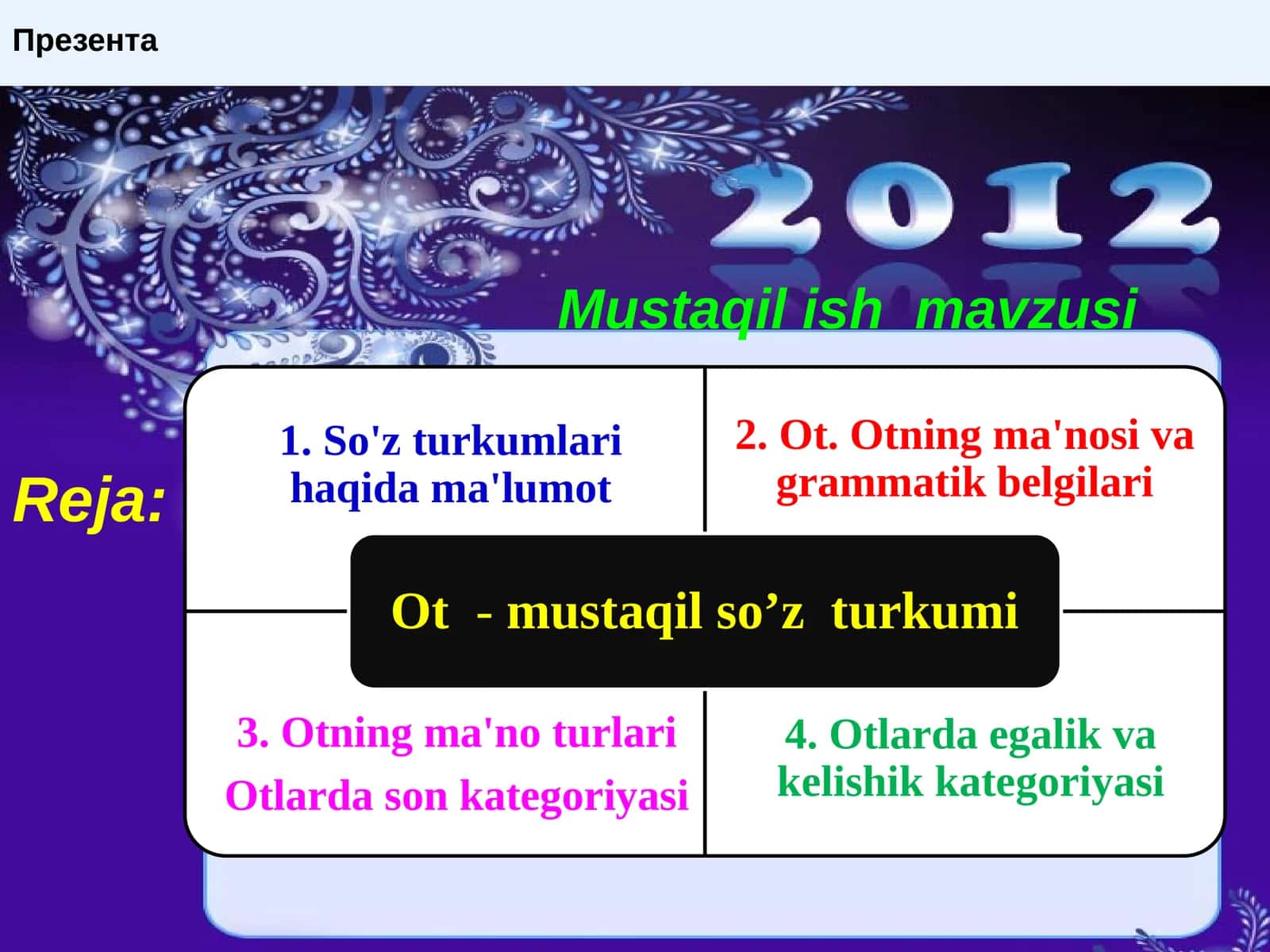 Otlar ma'noxususiyatlariga ko'raturlari 1