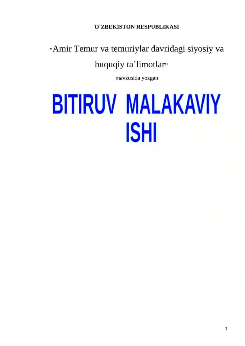Amir Temur va temuriylar davridagi siyosiy va huquqiy ta’limotlar