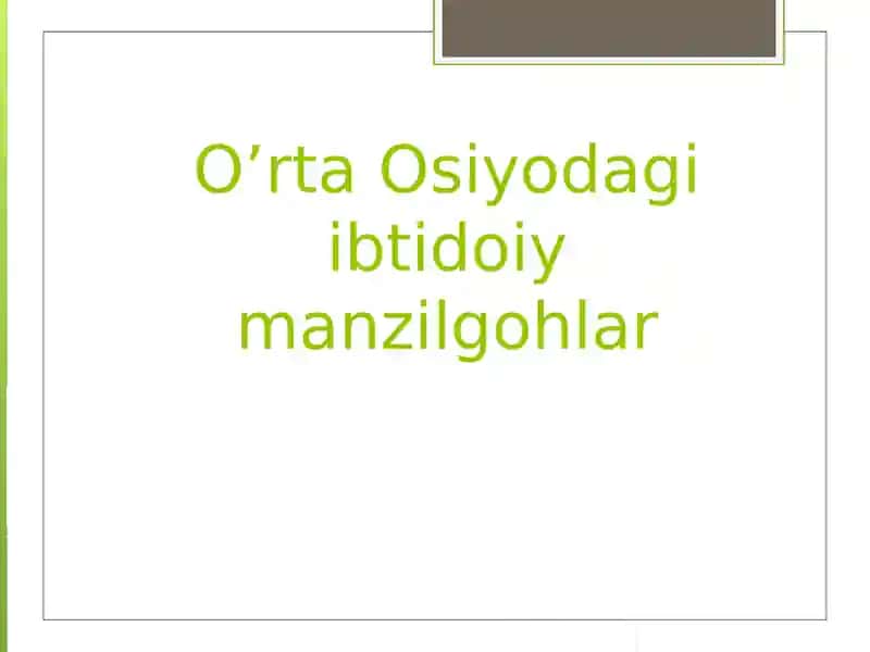 O'rta Osiyodagi ibtidoiy manzilgohlar