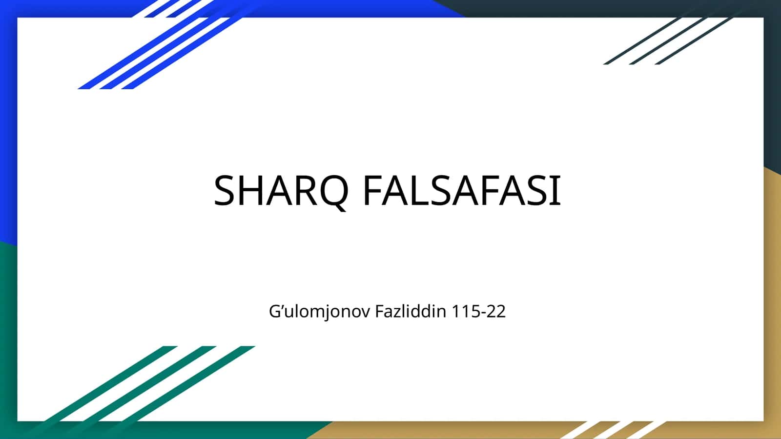 SHARQ FALSAFASI 1