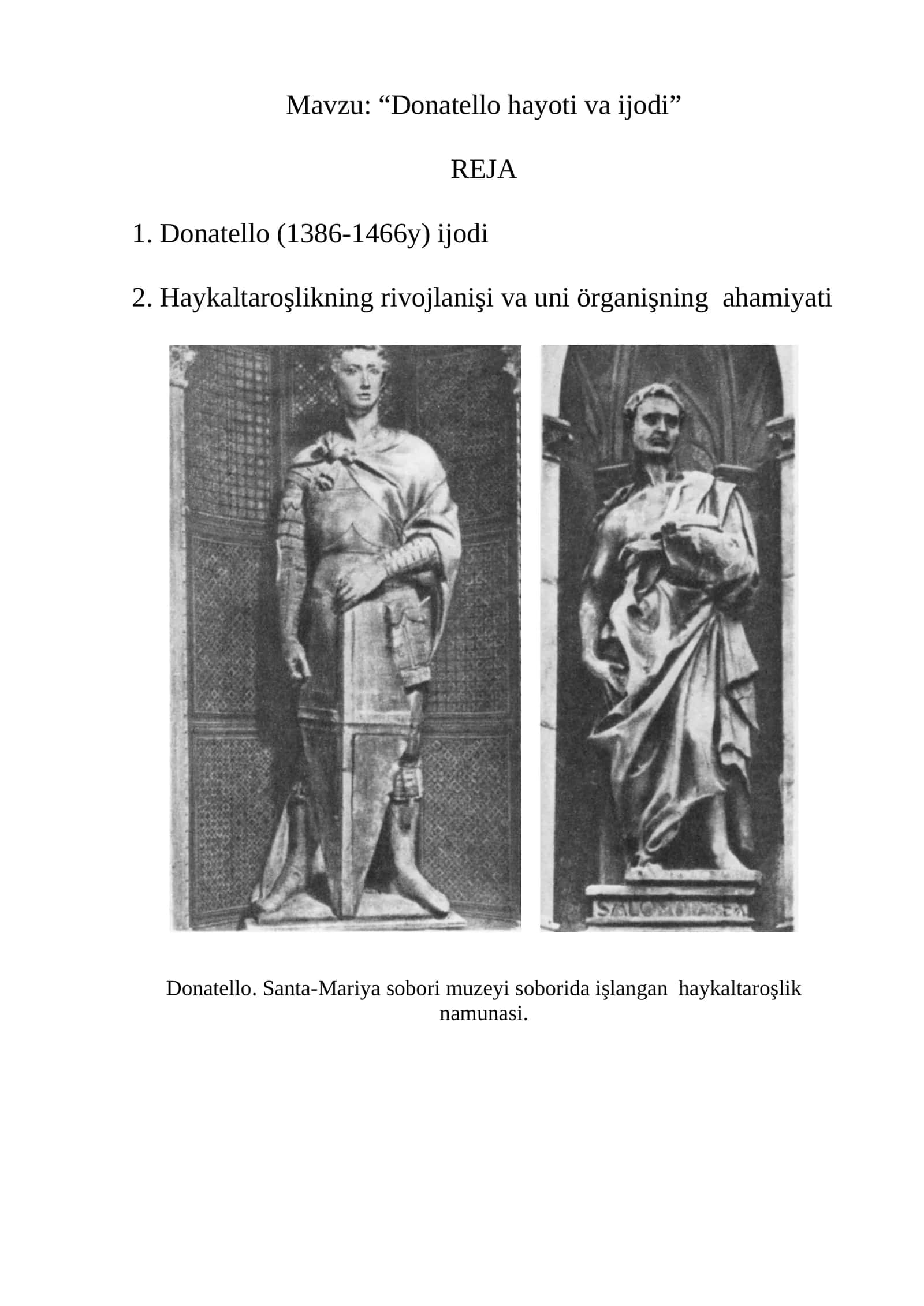 Donatello hayoti va ijodi 1